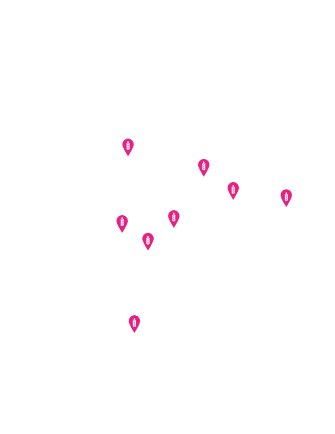 Image of map with locations Charity Right has provided meals for